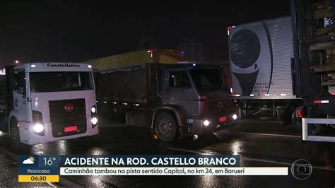 Vídeo Carreta Tomba Na Rodovia Castello Branco Durante A Madrugada