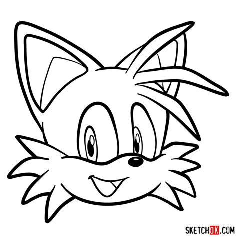 How to draw the face of Tails - Sketchok easy drawing guides