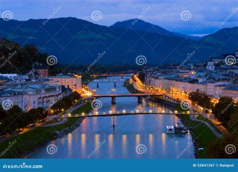 Bridges On The Salzach River In Salzburg Austria Stock Image Image