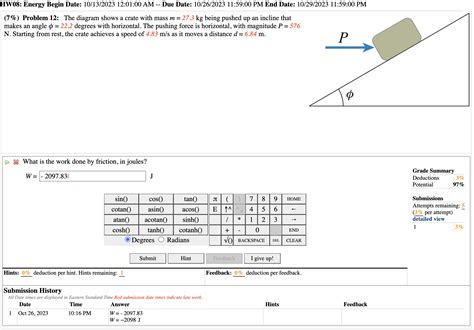 Solved The Diagram Shows A Crate With Mass M Kg Being Chegg