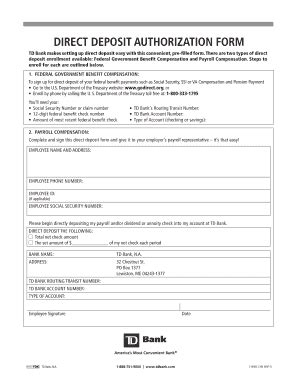 Td Bank Direct Deposit Form Complete With Ease Airslate Signnow