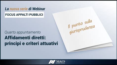 Webinar Affidamenti Diretti Principi E Criteri Attuativi Avv