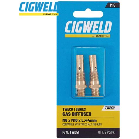 TWD51 Cigweld Tweco 1 Gas Diffuser TWE1 2Pk Collins Tools Welding