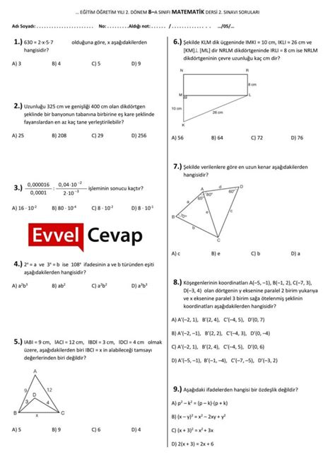 S N F Matematik D Nem Yaz L Sorular