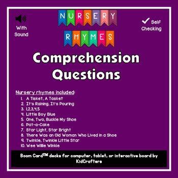 Nursery Rhyme Comprehension Questions Boom Cards Distance Learning