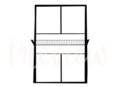 Pickleball Nets And Courts With Black White Outlines Pickleball Clip