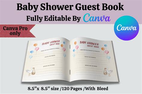 Kdp Baby Shower Guest Book Template Graphic By Kdp Design Printable