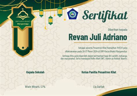 Sertifikat Pesantren Kilat Ramadhan Pdf