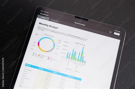 Monthly budget spreadsheet charts Stock Photo | Adobe Stock