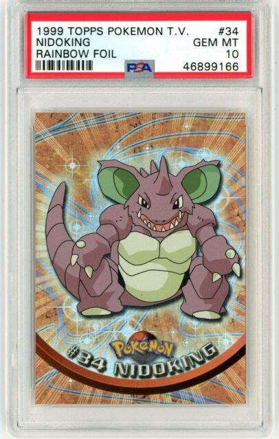 PSA 10 GEM MINT Nidoking 34 Topps TV Animation Rainbow Holo