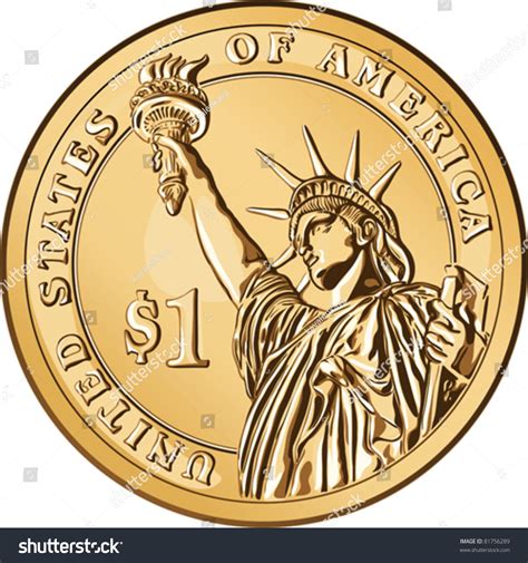 Vector American Money One Dollar Coin Stock Vector (Royalty Free ...