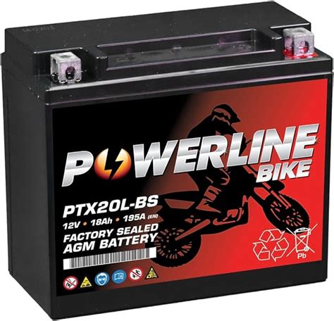 Ptx20l Bs Agm Powerline Motorcycle Battery 12v 18ah Uk