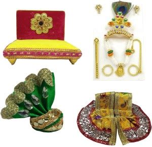 Adhvik Combo Of Multicolor Wooden Small Soft Bed With Shringar Set For