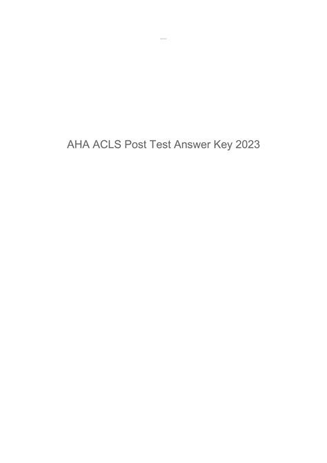 SOLUTION Aha Acls Post Test Answer Key 2023 Latest Update Guaranteed