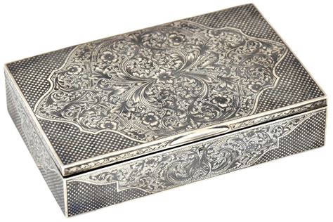 At Auction Russian Silver Box Cigarette Case With Niello Ornament