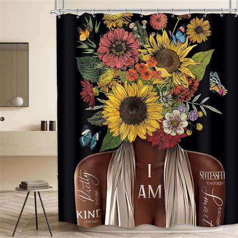 African American Woman Shower Curtain Wx H Black Girl Retro