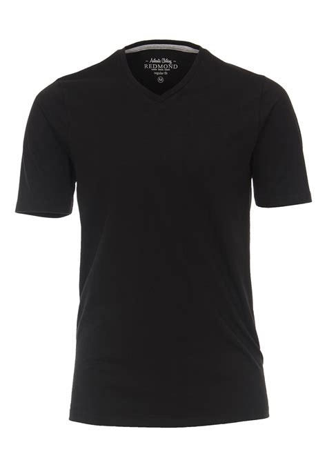 Redmond T Shirt Kurzarm V Ausschnitt Schwarz