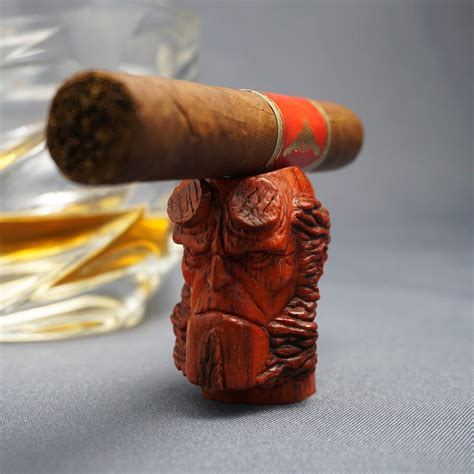 Hellboy Wooden Cigar Holder Carved Cigar Rest Gift Cigar Etsy