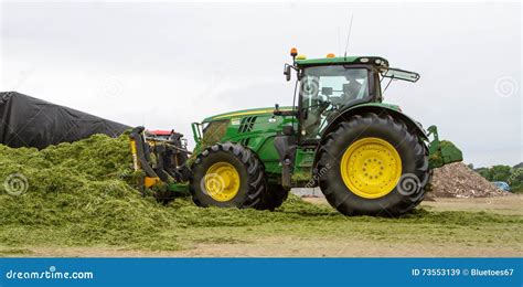 John Deere Tractor Pushing Silage At The Clamp Editorial Photo ...