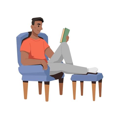 Premium Vector Guy In Armchair Reading Book Hobby At Free Time