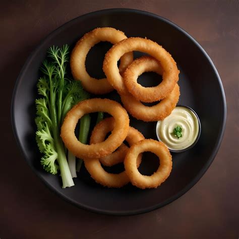 Premium Photo | Crispy Onion Rings with Creamy Dipping Sauce