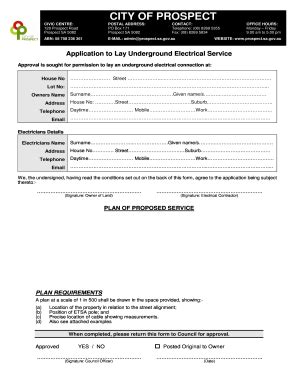 Fillable Online Prospect Sa Gov Application To Lay Underground