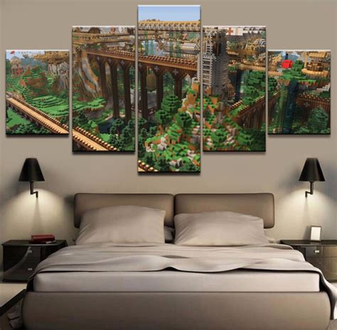 Minecraft Game Landscape 5piece Canvas Wall Art Modern Printed Home ...