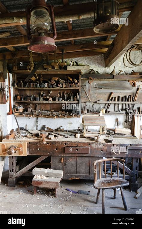 Inside Of An Old Carpenters Workshop Stock Photo Alamy