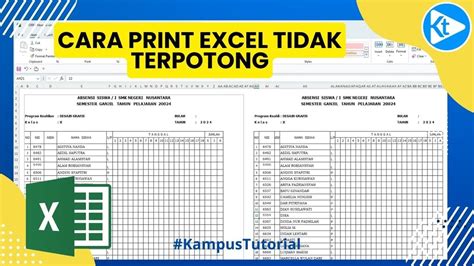 Tutorial Cara Print Excel Agar Tidak Terpotong Youtube