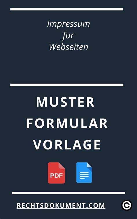 Impressum Für Webseiten Vorlage Formular Muster