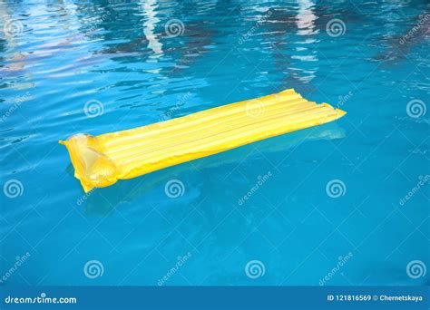 Inflatable Mattress Floating in Swimming Pool Stock Image - Image of ...