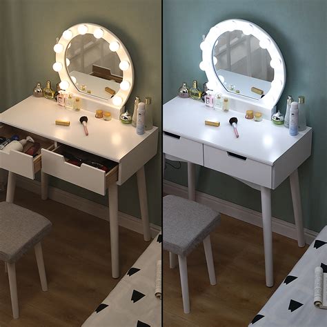 Coiffeuse avec Un Miroir et Lampe à LED Table de Maquillage avec Un