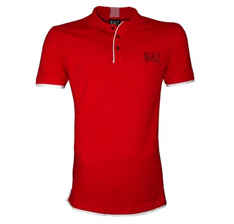 Emporio Armani Ea7 Red Stretch Polo Shirt Polo Shirts From