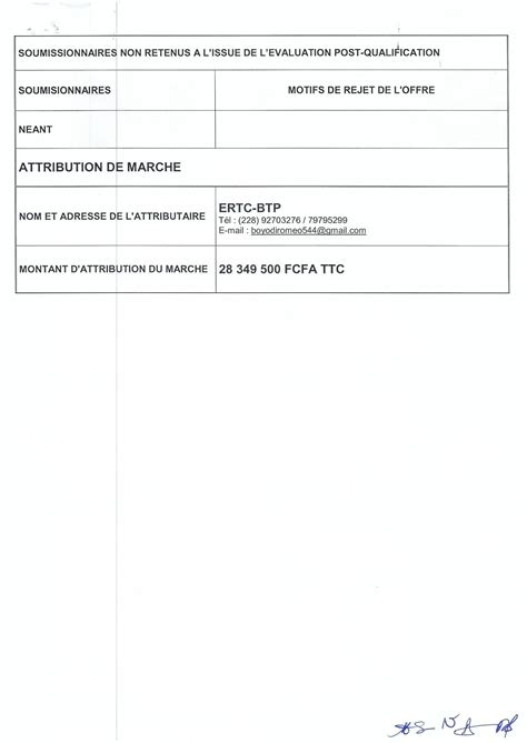 PV Attribution Provisoire DRP N 005 DCEPIC PRMP DG CEET 2023 Travaux