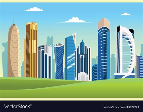 Qatar city skyline Royalty Free Vector Image - VectorStock