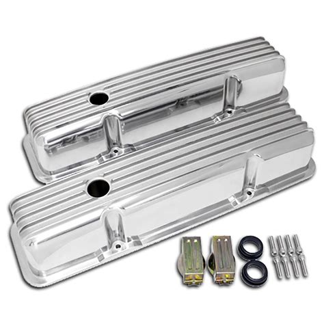 1958 86 Chevy Sb Small Block Tall Polished Aluminum Valve Covers Full Finned