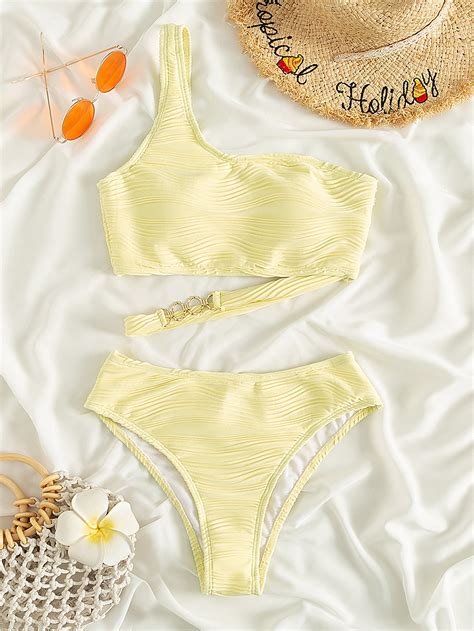 SHEIN Swim Chicsea Bañador bikini con textura de un hombro Mode de Mujer SHEIN España