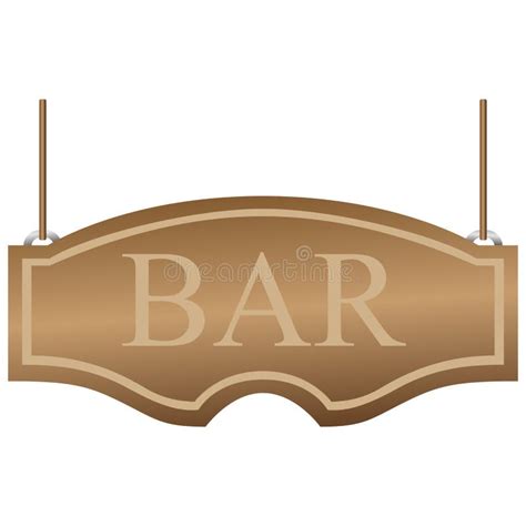 Bar Signboard Curly Wooden Signboard Hanging On The Ropes Stock Vector