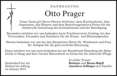 Traueranzeigen Von Otto Prager Trauer Merkur De