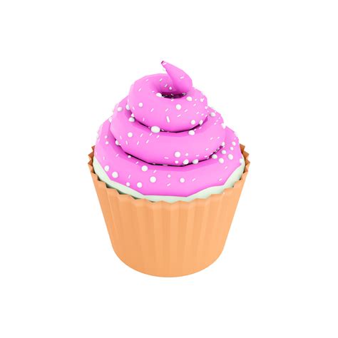 3d Rendering Cute Pink Cupcake Icon 3d Render Sweet Cupcakes Set With