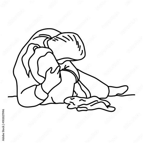 Sexual Abuse With A Man Attacking A Scared Woman In A Dark Place Vector Illustration Sketch Hand