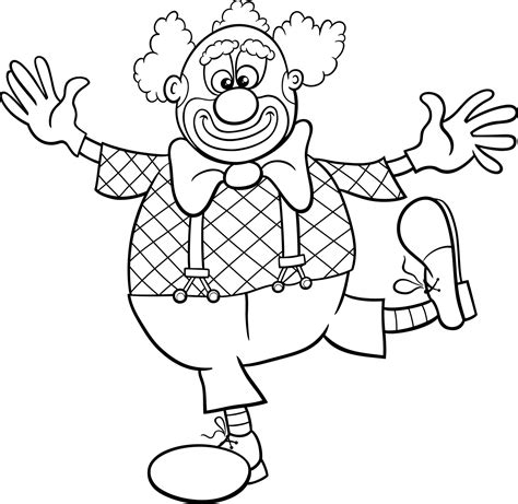 Cartoon Circus Clown Comic Character Coloring Page 15481962 Vector Art