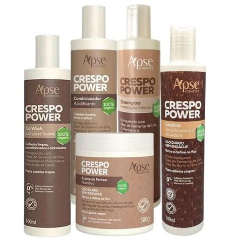 Kit Apse Crespo Power Shampoo Co Wash Condi Gelatina E Creme Shampoo