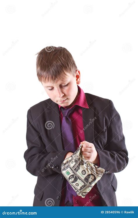 Boy Looking For Money In The Bag Stock Photo Image Of Businessman