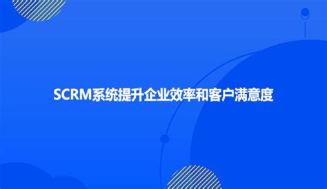 Scrm系统提升企业效率和客户满意度