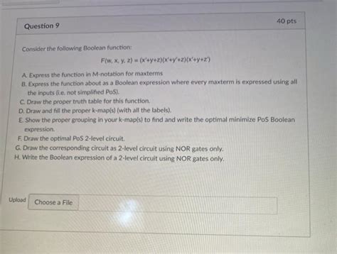 Solved Question 9 Consider The Following Boolean Function Chegg