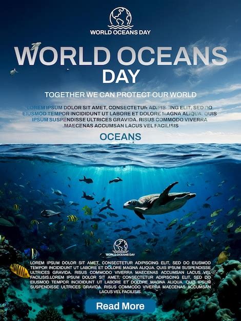 Um Cartaz Para O Dia Mundial Dos Oceanos Mostra Um Golfinho E Um Peixe