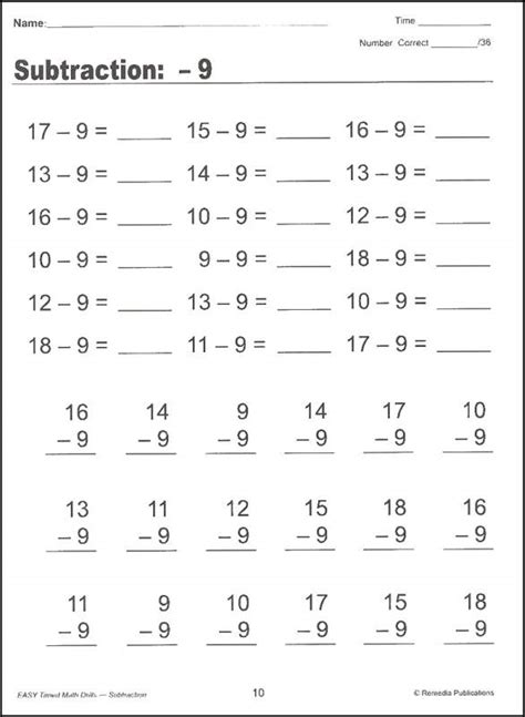 Free Addition And Subtraction Math Drills