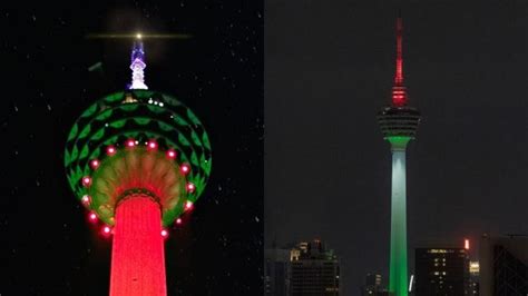 Menara Kl Pancar Cahaya Bendera Palestin Sebagai Tanda Solidariti Sinar