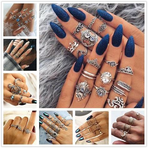 Women Silver Gold Plated Boho Stack Plain Knuckle Rings Midi Finger